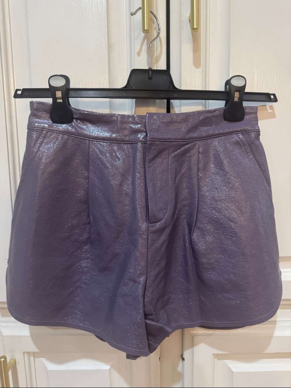GREY LAB Shimmery Lavender High-Waist Shorts